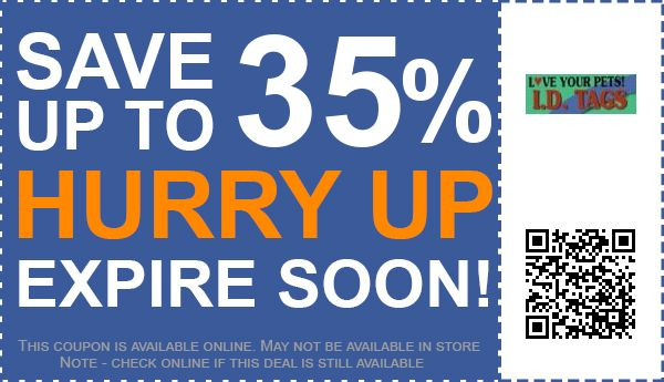 Up to 35% off Love Your Pets I.D. Tags Coupon, Promo Code Mar 2018