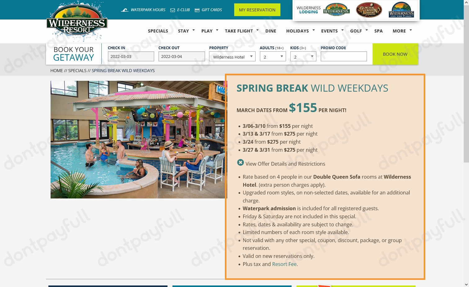 30 Off Wilderness Resort Coupons & Discount Codes 2022