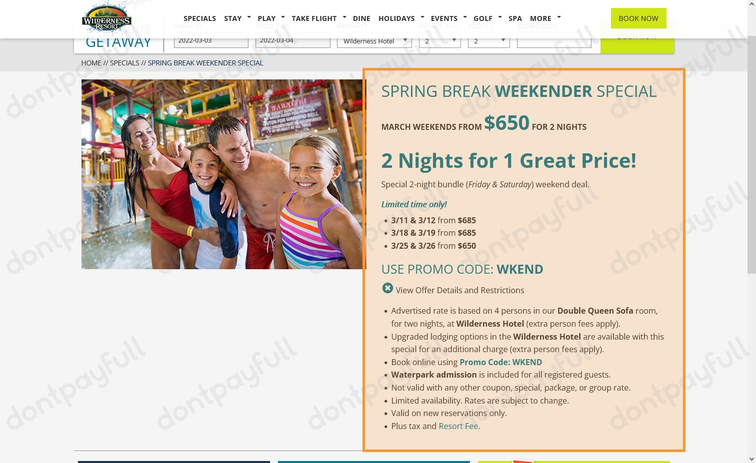 30% Off Wilderness Resort Coupons & Discount Codes - 2022