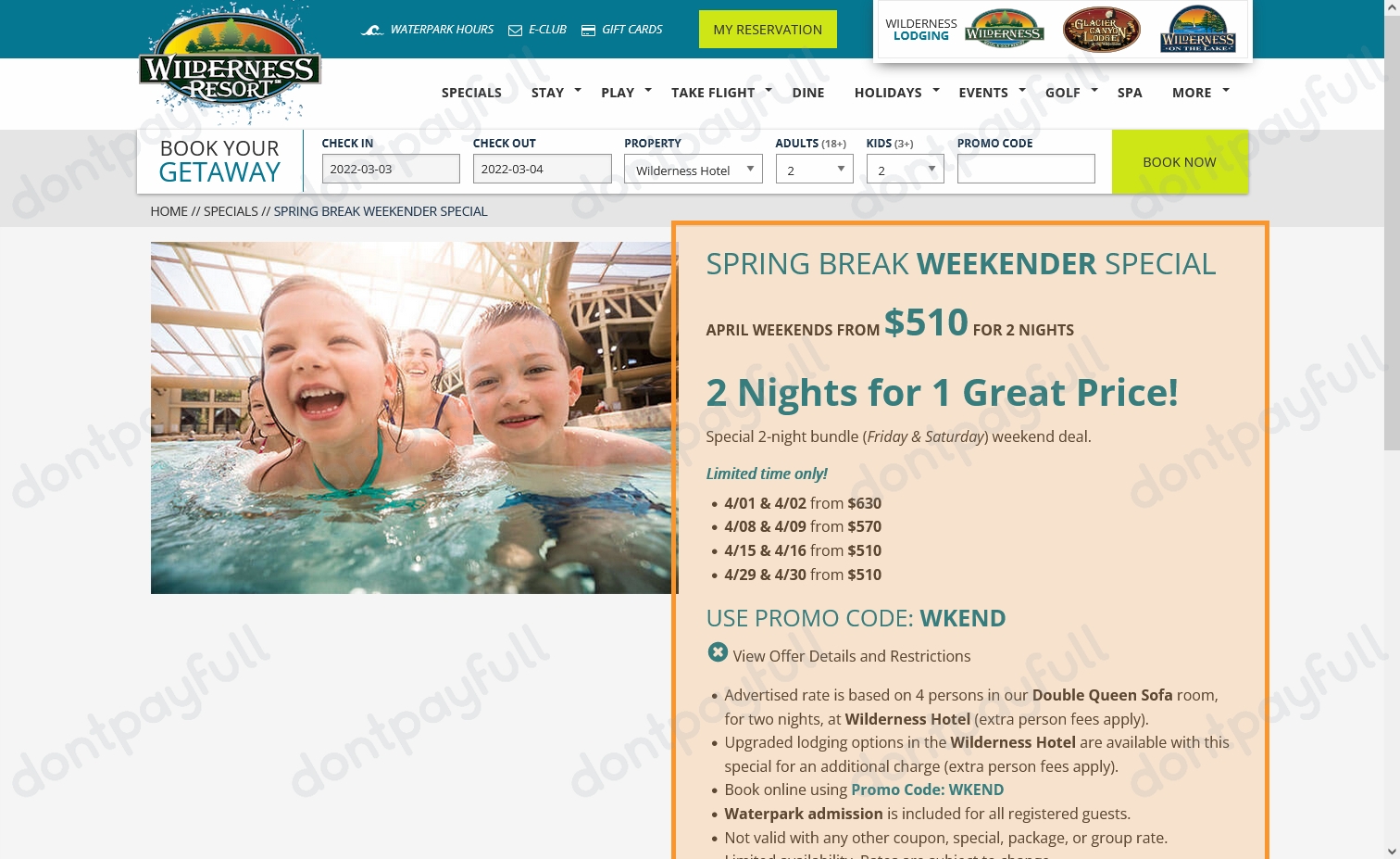 30% Off Wilderness Resort Coupons & Discount Codes - 2022