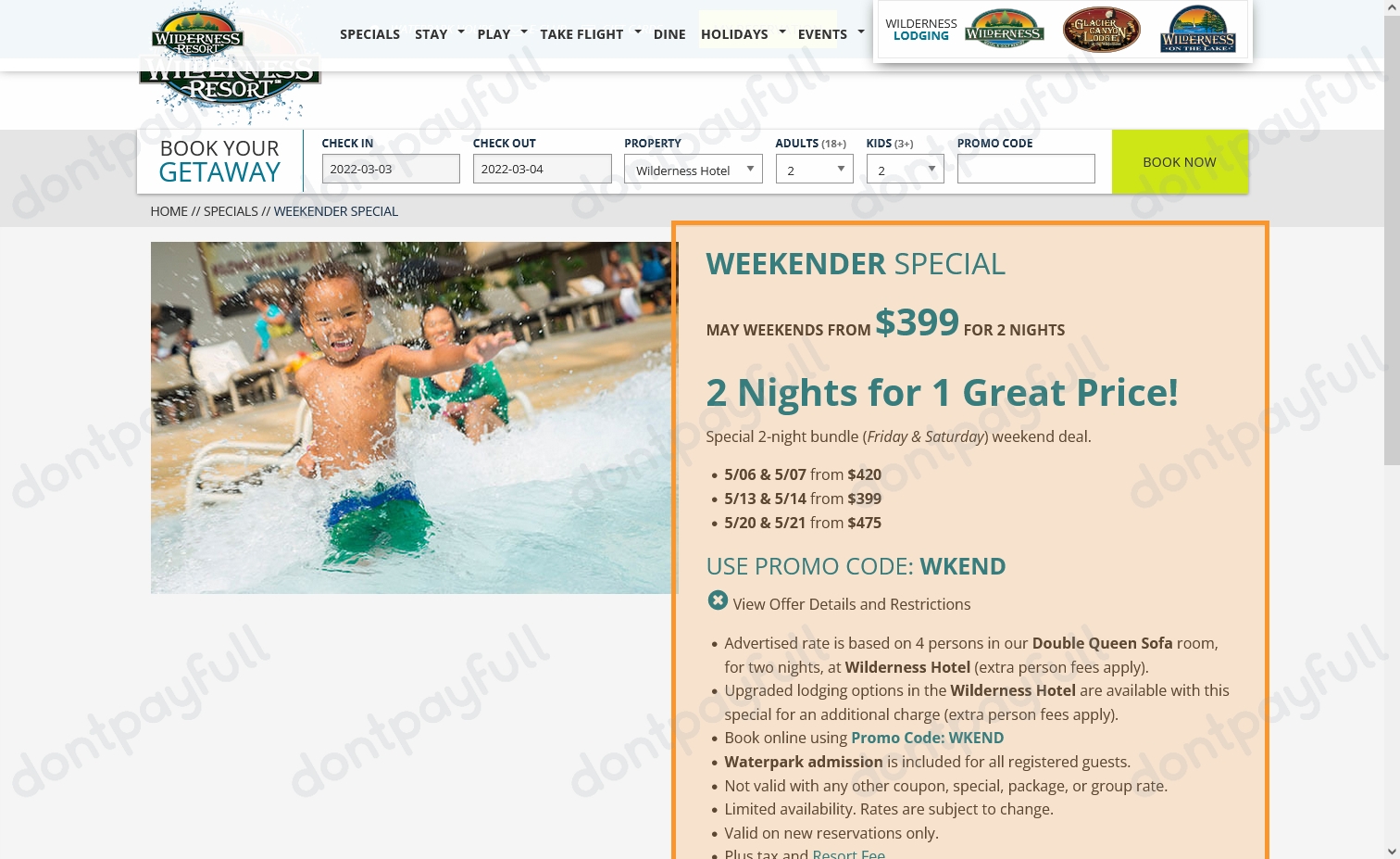 30% Off Wilderness Resort Coupons & Discount Codes - 2022