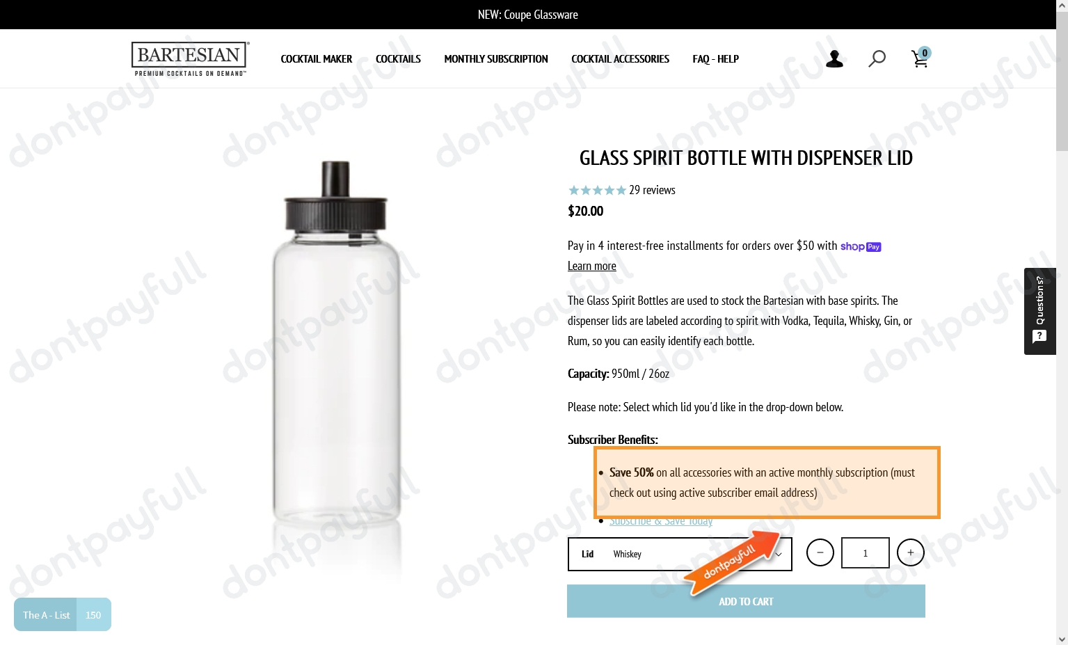 50 Off Bartesian Coupon, Promo Code Nov 2025