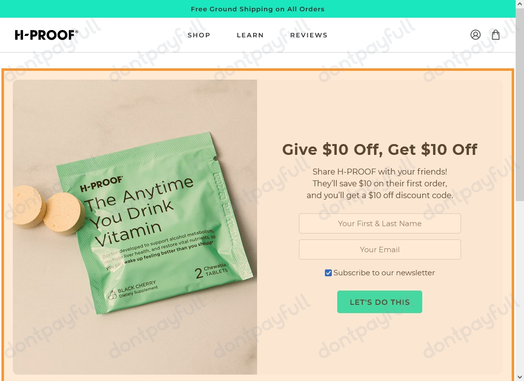 H proof coupon code