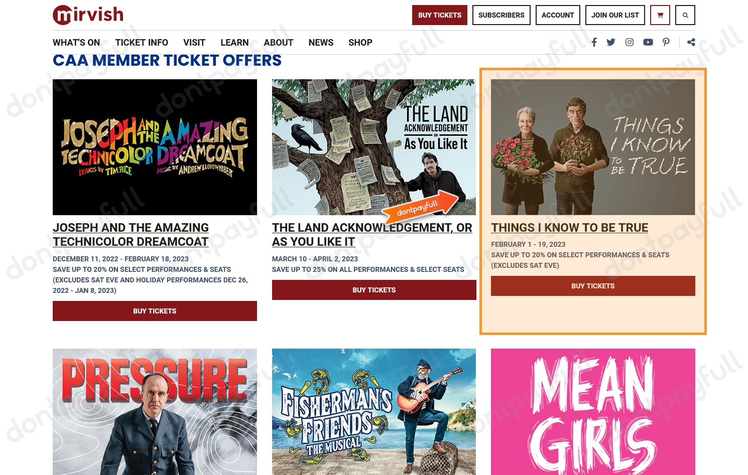 25 Off Mirvish Productions Coupons & Promo Codes 2023