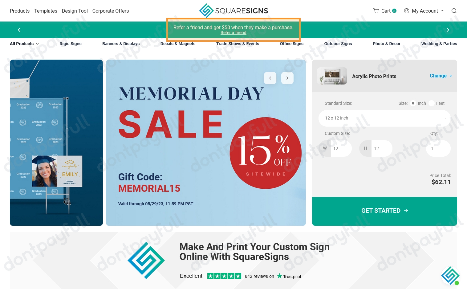 Sign Displaying Promo Code 27% Off Square Signs PROMO CODE (20 Active) June 2024