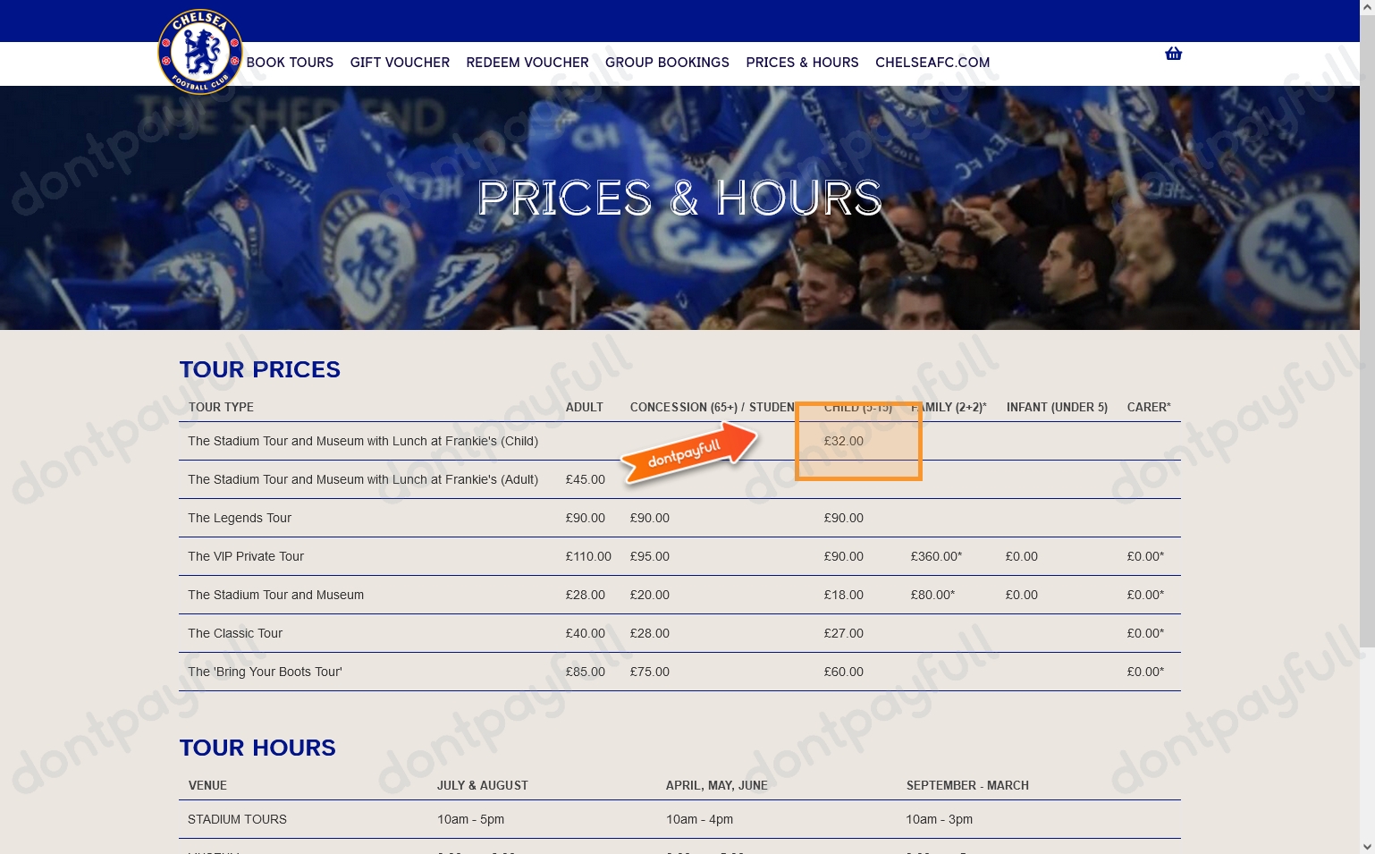 chelsea fc stadium tour promo code