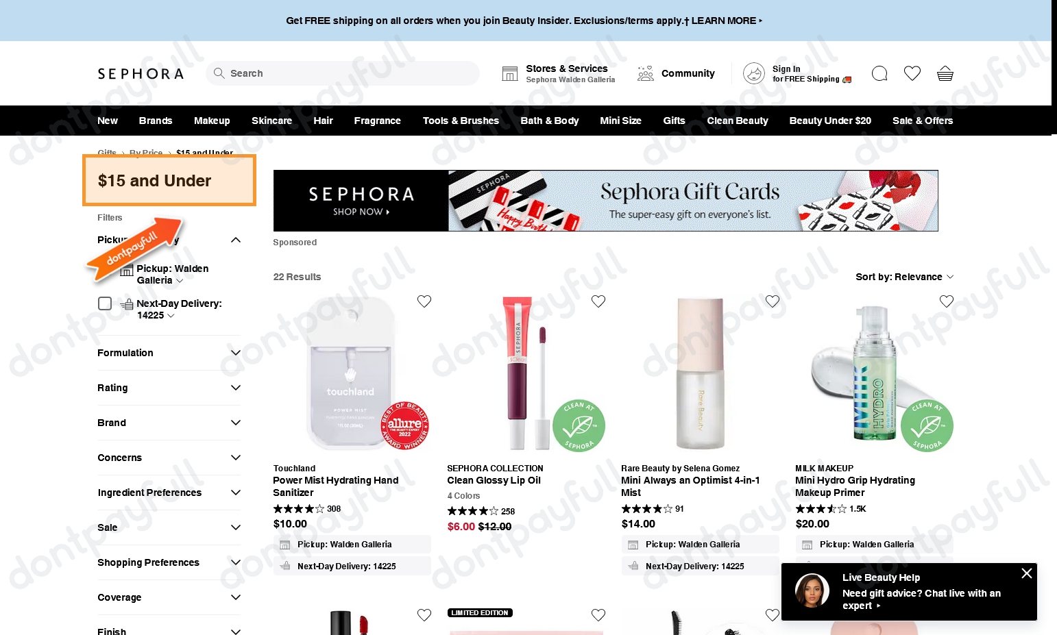 Sephora Free Shipping (NO Min Spend) (inc Excluded Brands) Coupon Code 2 –  3 Apr 2016