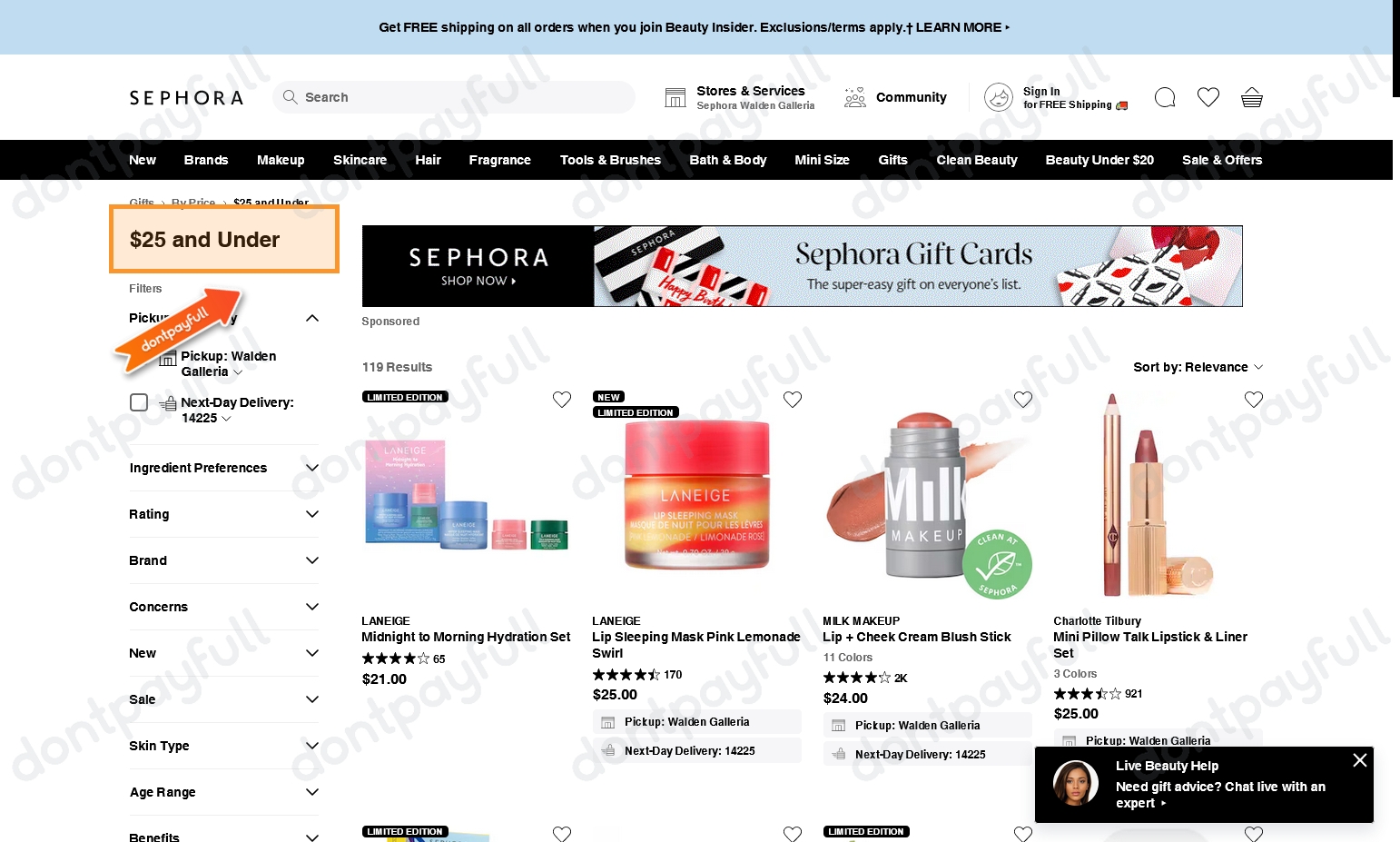 Sephora Free Shipping (NO Min Spend) (inc Excluded Brands) Coupon Code 2 –  3 Apr 2016