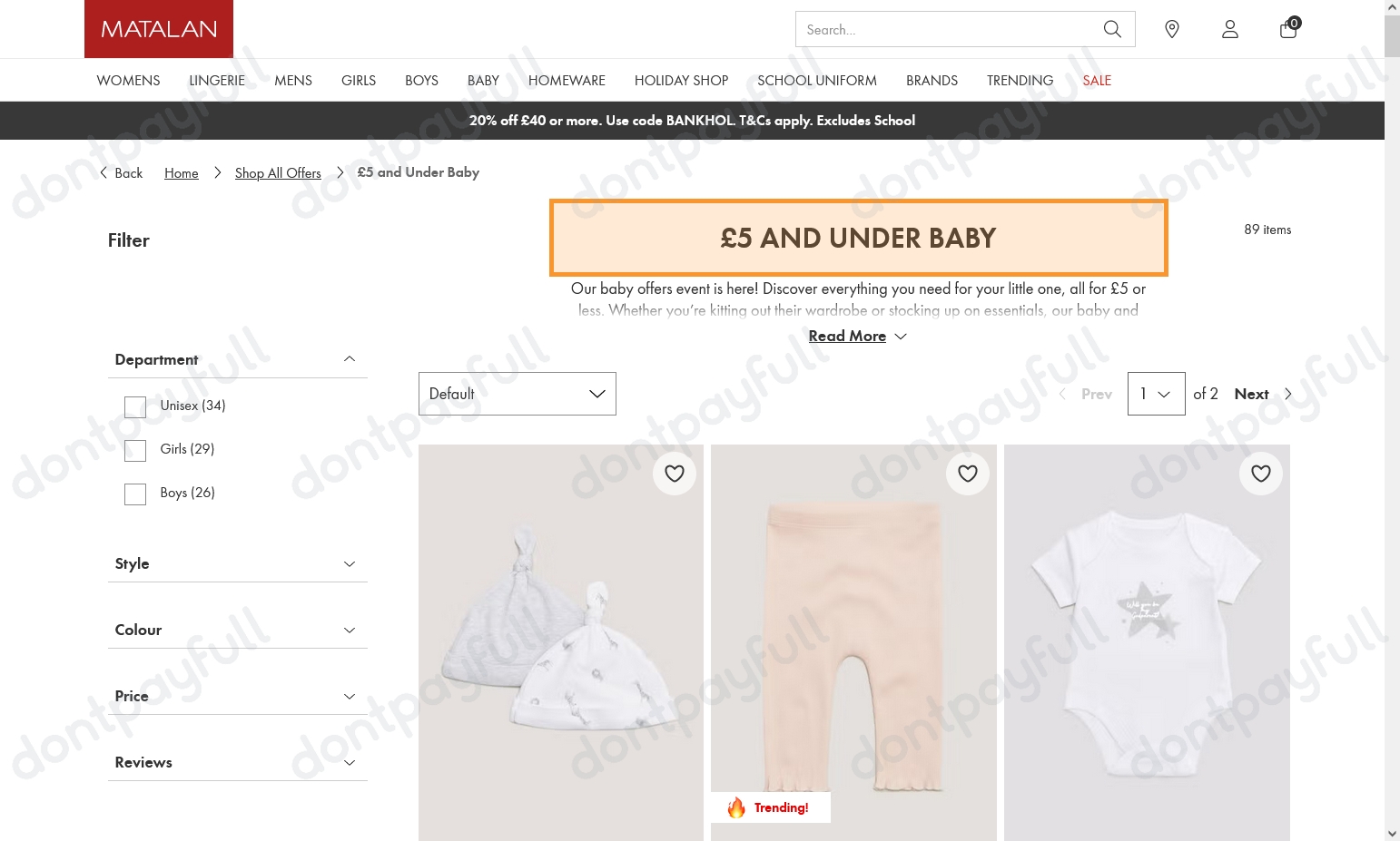 70 Off Matalan DISCOUNT CODE (50 Active) August 2024