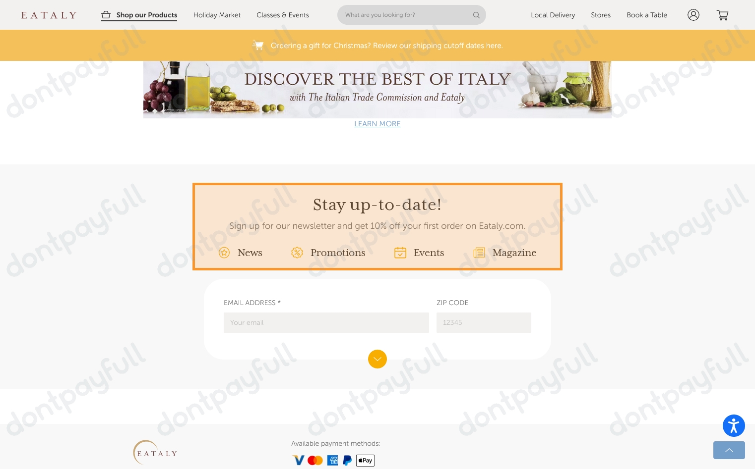 Eataly Promo Codes Get 15 OFF in October 2024