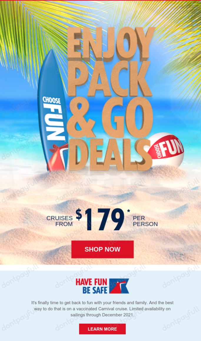 Carnival Excursion Promo Code 2025 India