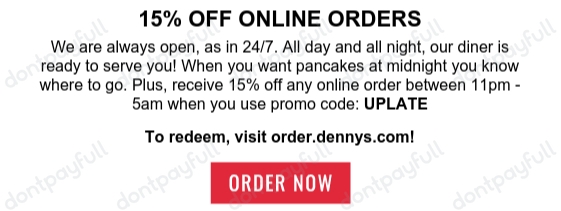 22% Off Denny's Coupons & Vouchers - November 2022