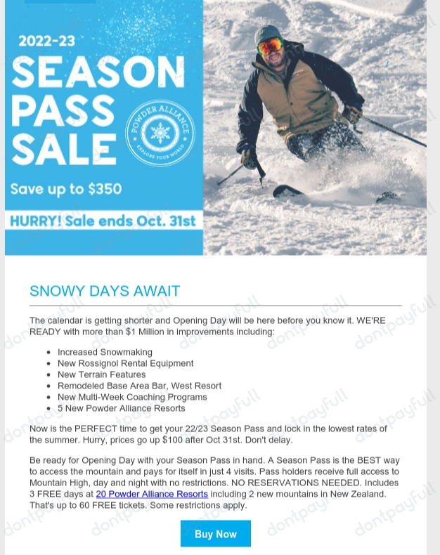 50% Off Mountain High Resort Coupon, Promo Code - Oct 2022