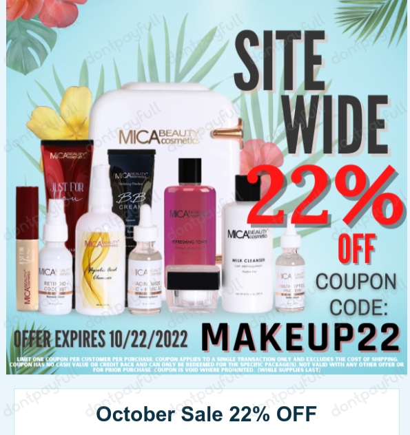 50 Off Mica Beauty Coupon, Promo Code Oct 2022