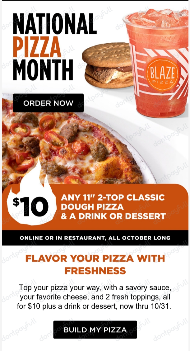 6 Blaze Pizza Coupons, Promo Codes - Oct. 2022
