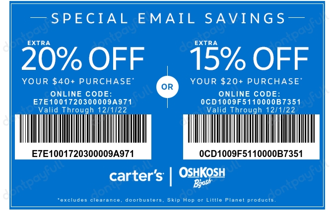 79% Off Carter's Coupons, Promo Codes & Free Shipping