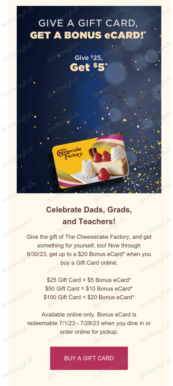 20 Off The Cheesecake Factory Coupon, Promo Codes 2023