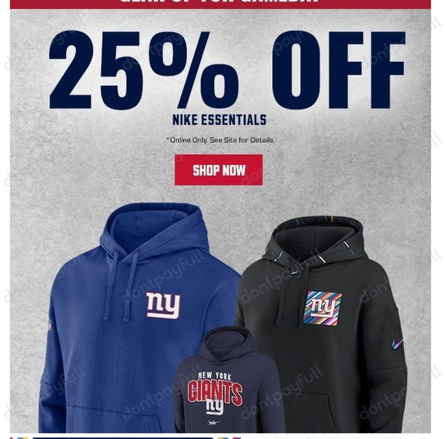 10% Off NY Giants Official Shop Coupon, Promo, Deals