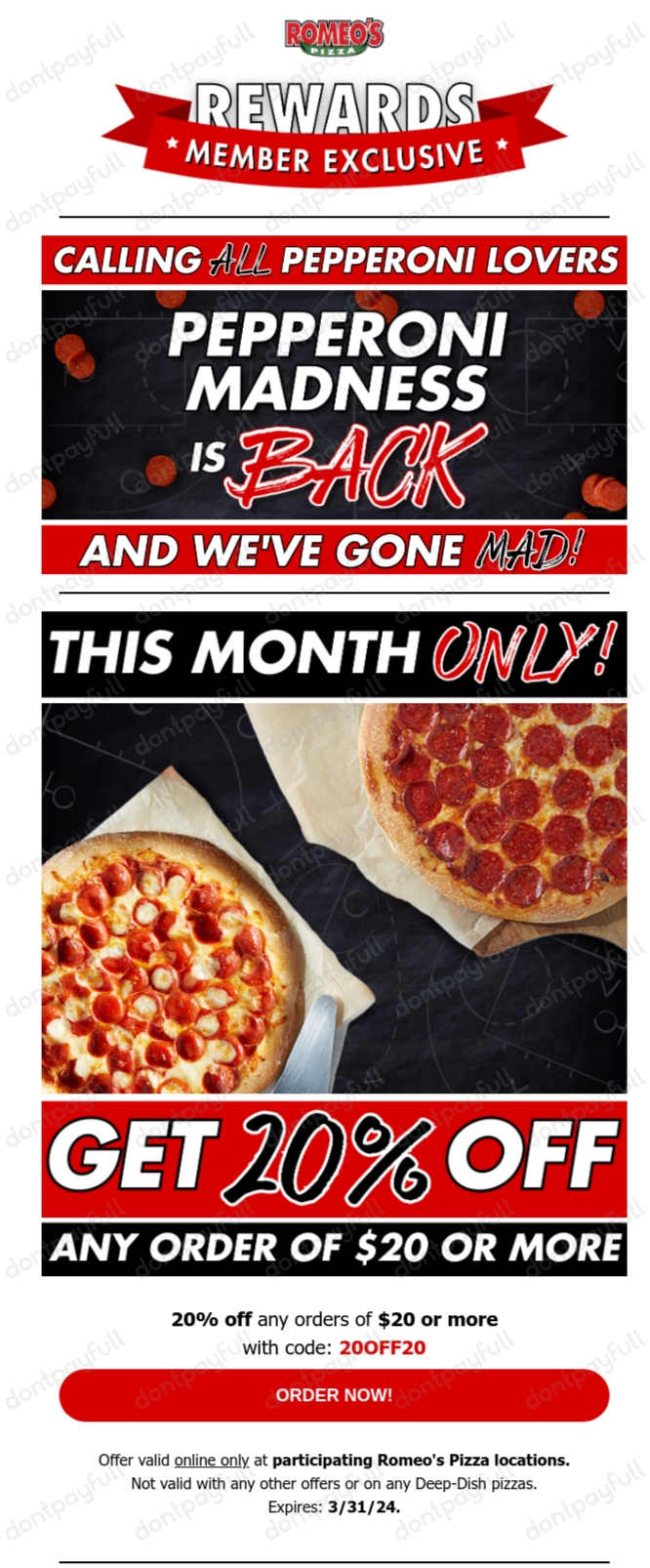 30 Off Romeos Pizza COUPON ⇨ (8 ACTIVE) March 2024