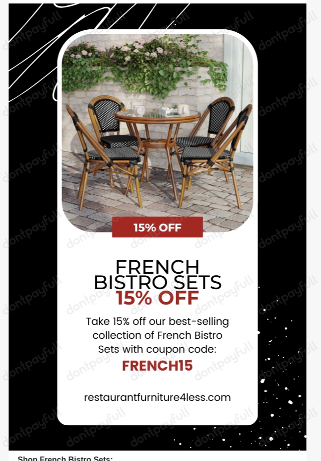 15 Off RestaurantFurniture4Less Coupon Code, April 2024