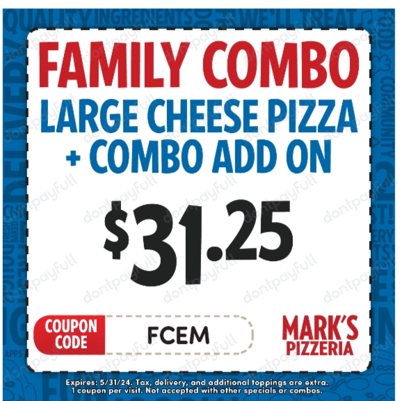 10 Off Mark's Pizzeria COUPON ⇨ May 2024