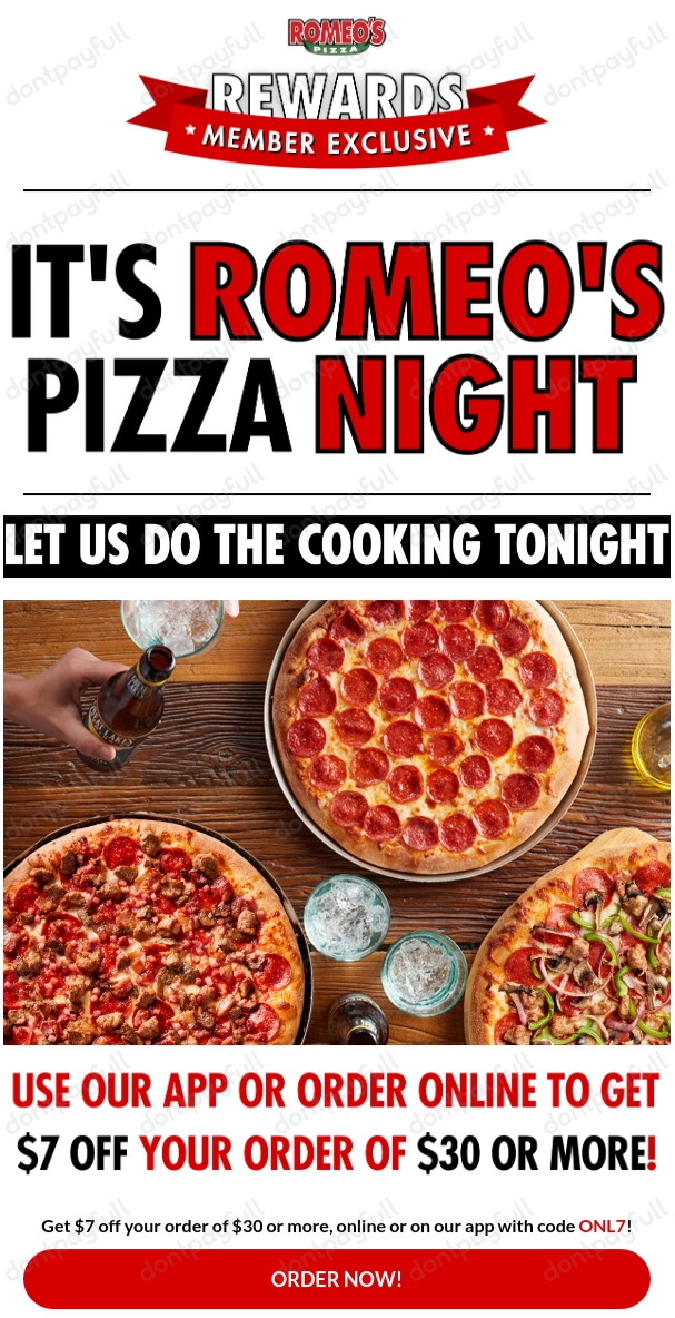 30% Off Romeos Pizza COUPON ⇨ (13 ACTIVE) May 2024