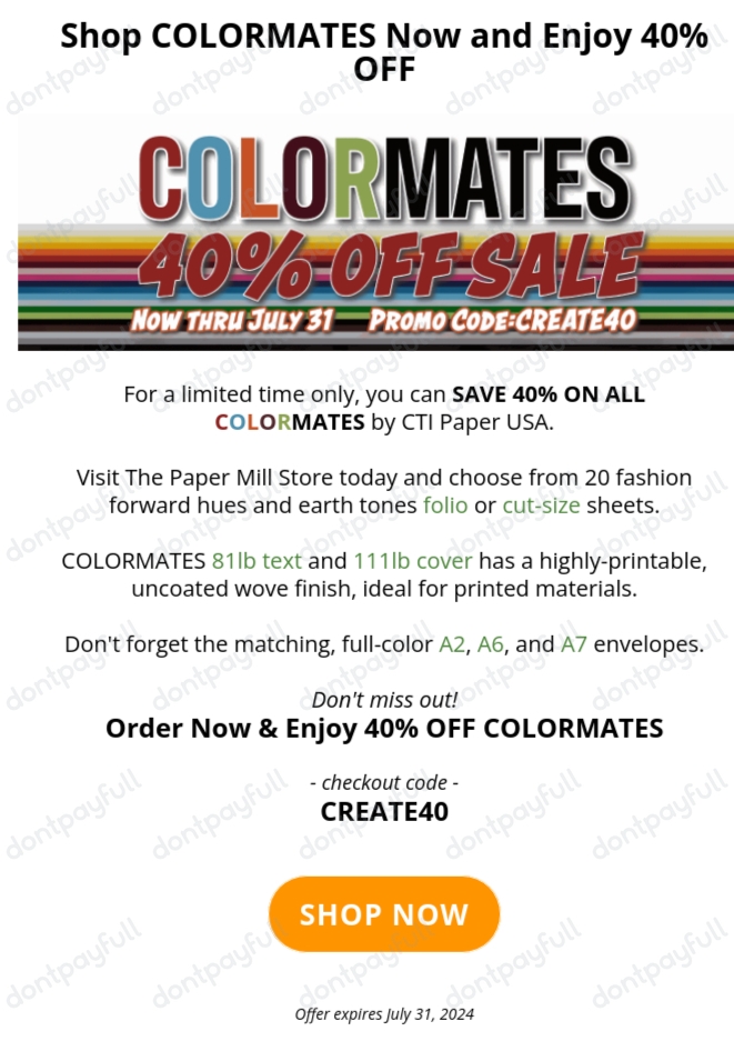 40 Off The Paper Mill Store Coupon (32 Active) July 2024