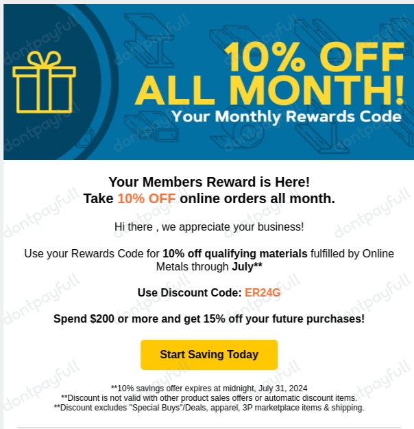 20 Off Online Metals Coupon, Discount Codes July 2024