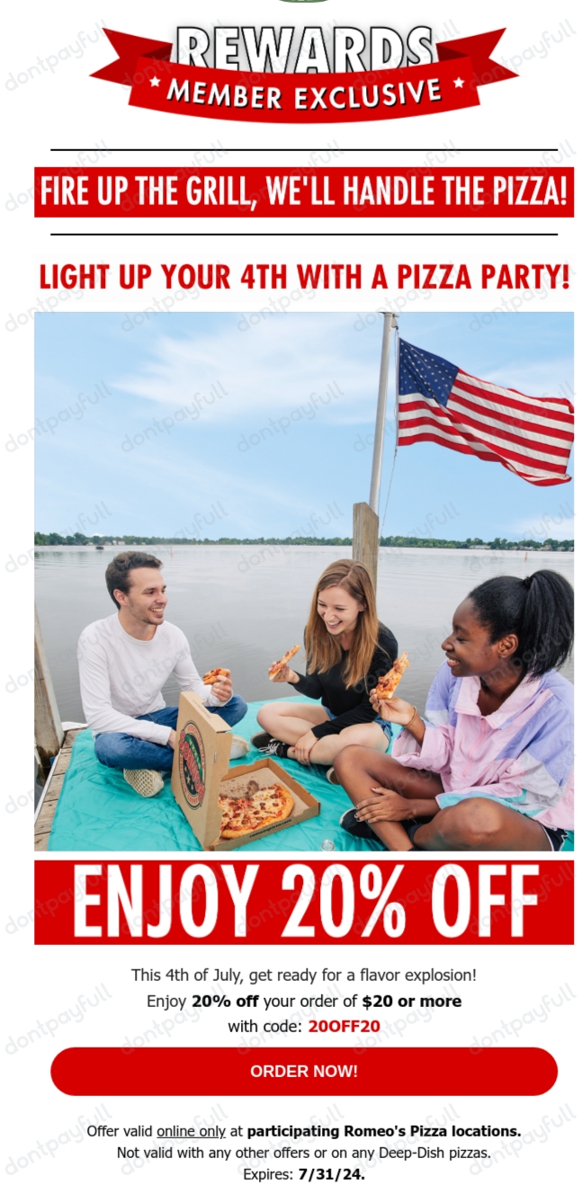 30% Off Romeos Pizza COUPON ⇨ (12 ACTIVE) July 2024